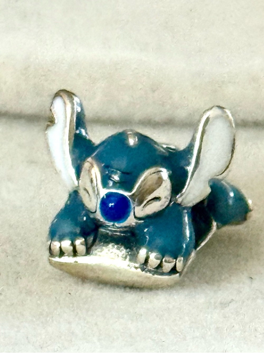 Cute blue and silver sleepy Stitch Charm fit Pandora bracelets